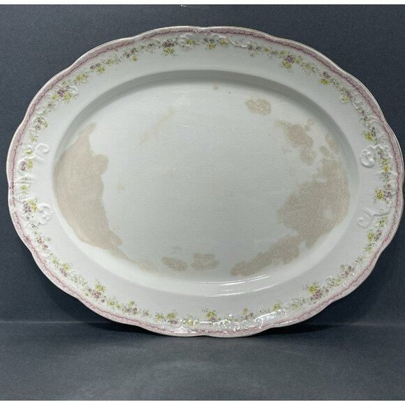 Powell Bishop & Stonier Oval Platter 18 Inch Toasted And Crazed Primitive Rustic